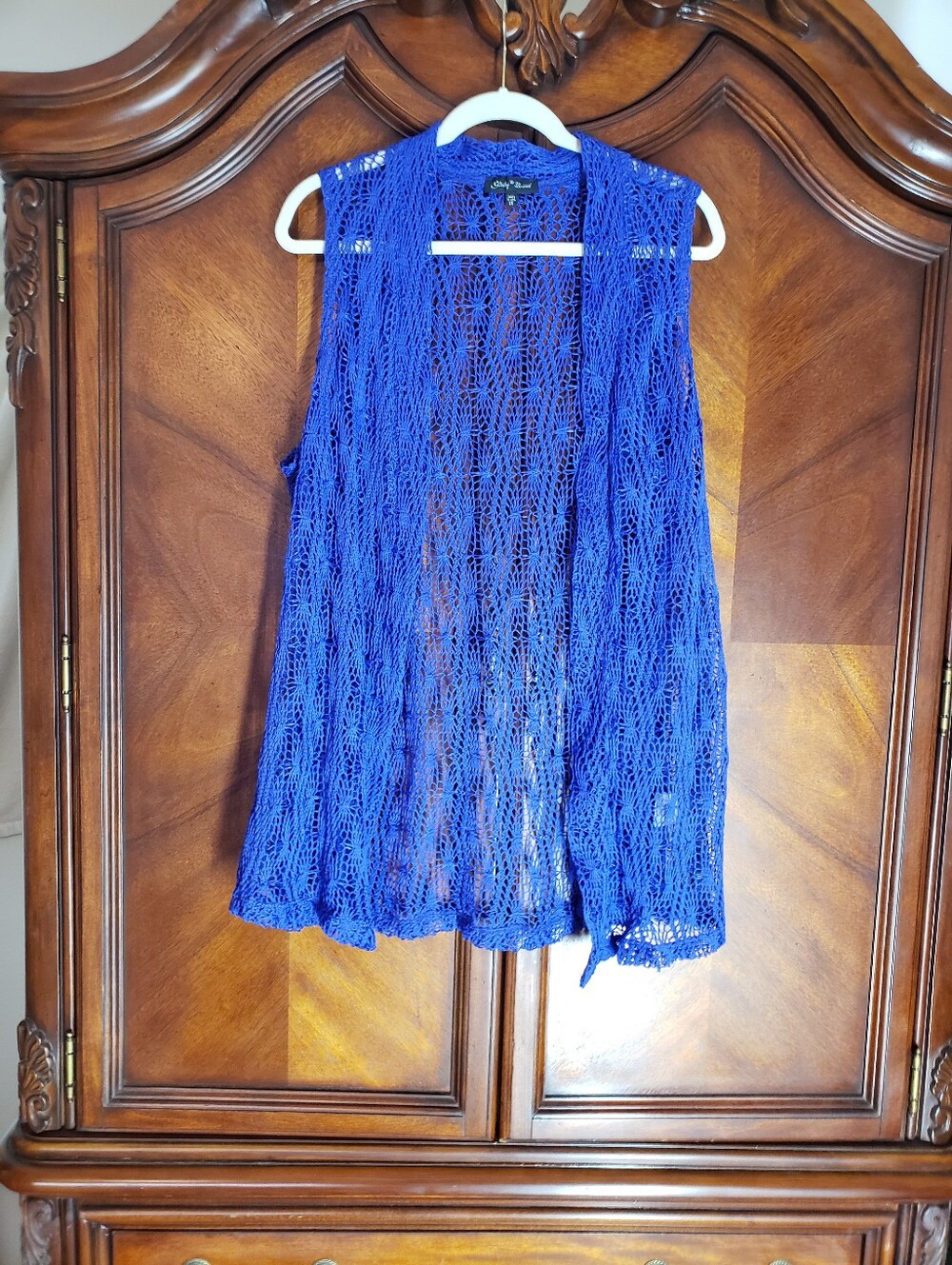 Slinky Brand Purple Open Front Crochet Vest